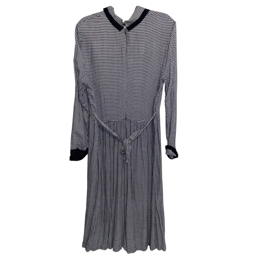 Vintage JG Hook Dress Womens Sz Large Pet Plaid Gingham Cottagecore Retro B&W - Picture 2 of 16
